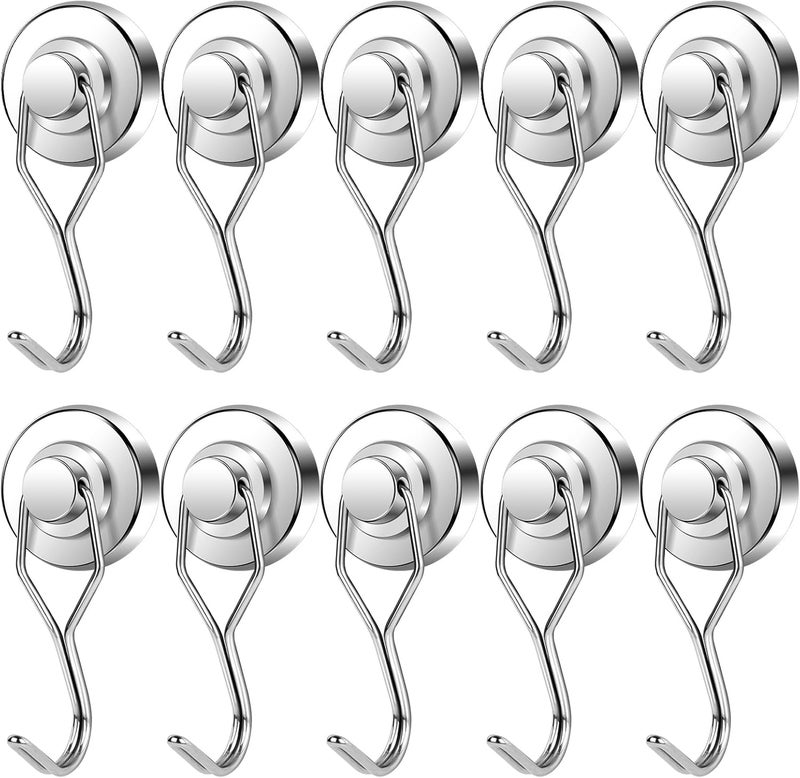 E BAVITE Swivel Swing Magnetic Hook 120LB Refrigerator Magnet Hook 10 Pack Strong Neodymium Magnets for Refrigerator Other Surfaces 67.5mm(2.66in) in Length - Image 1